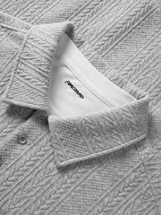 Men's Preppy Textured-Knit Grey Pullover