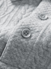 Men's Preppy Textured-Knit Grey Pullover