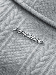 Men's Preppy Textured-Knit Grey Pullover