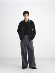 Men's Barn-Inspired Denim Jacket with PU Collar