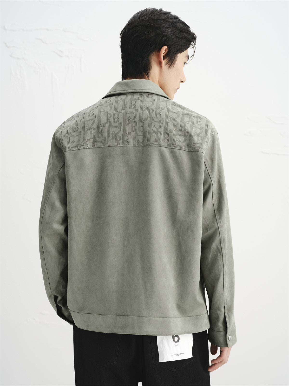 Men's Faux Suede Textured Jacquard Jacket