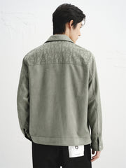 Men's Faux Suede Textured Jacquard Jacket