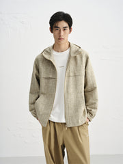 Men's Tweed-Texture Hooded Jacket