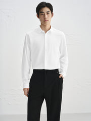 Men's Slim-Fit White Long-Sleeve Shirt