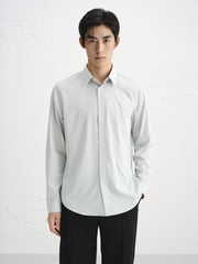 Men's Gray Embroidered Long-Sleeve Shirt