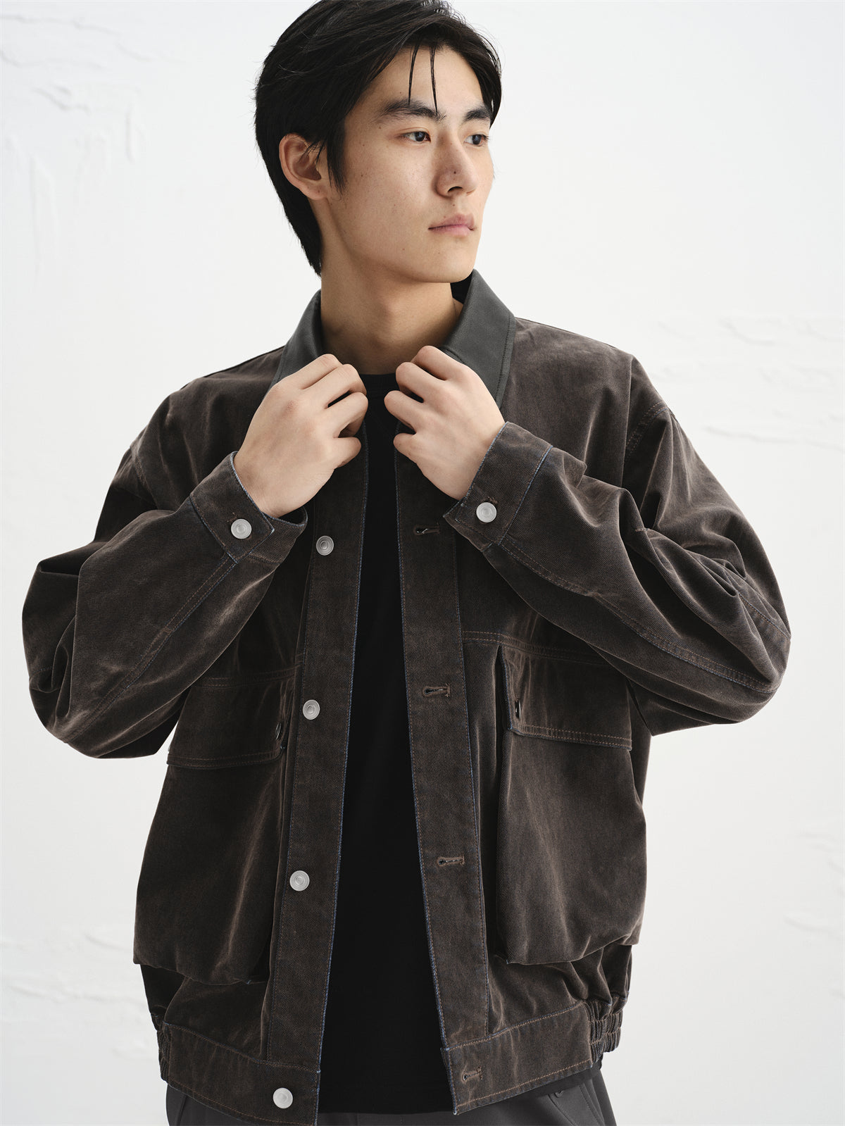 Men's Barn-Style Faux Denim Jacket