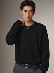 Men's Layered-Look Henley Knit Sweater