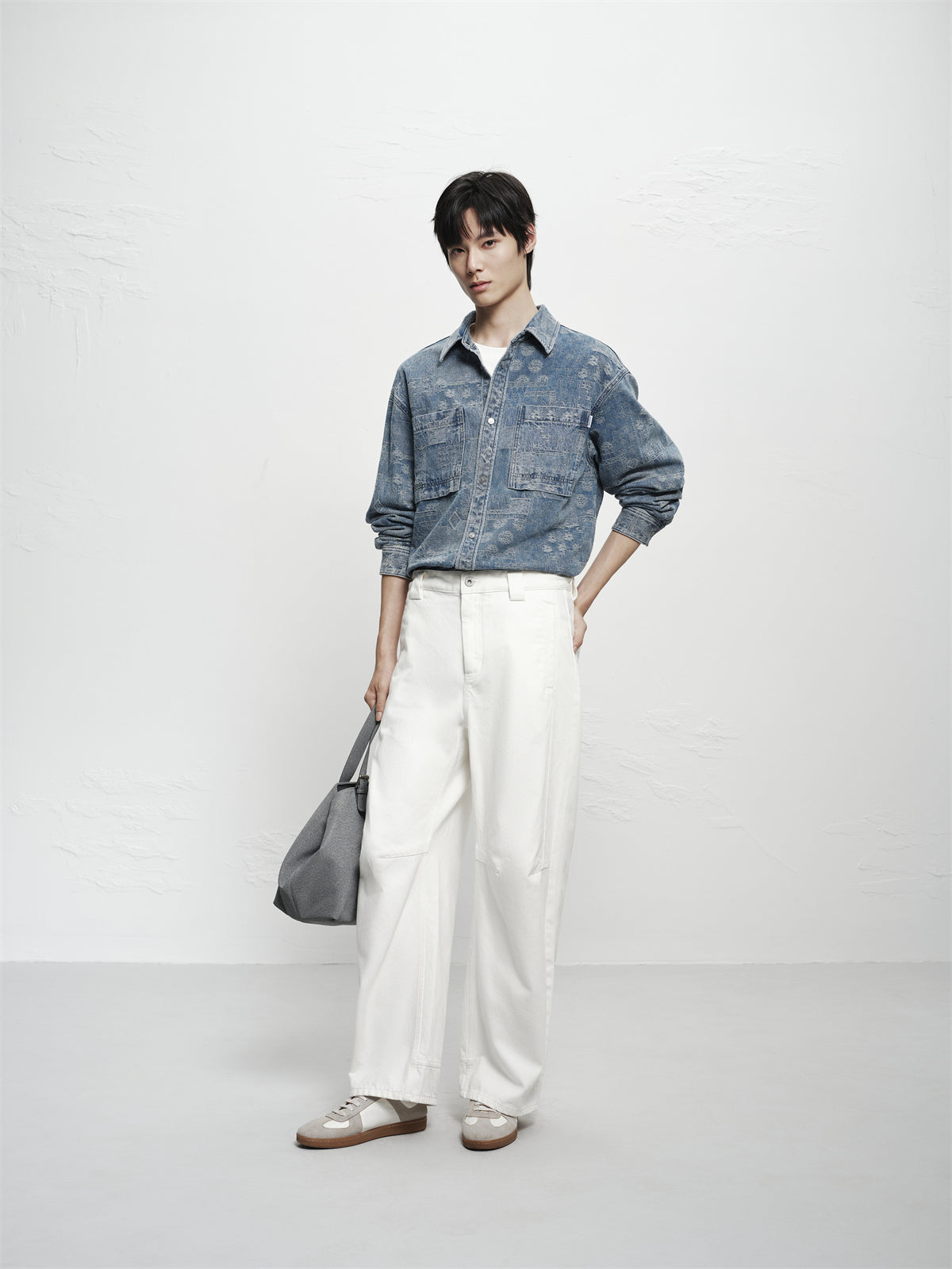 Men's Oversized Jacquard Denim Shirt