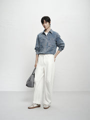 Men's Oversized Jacquard Denim Shirt