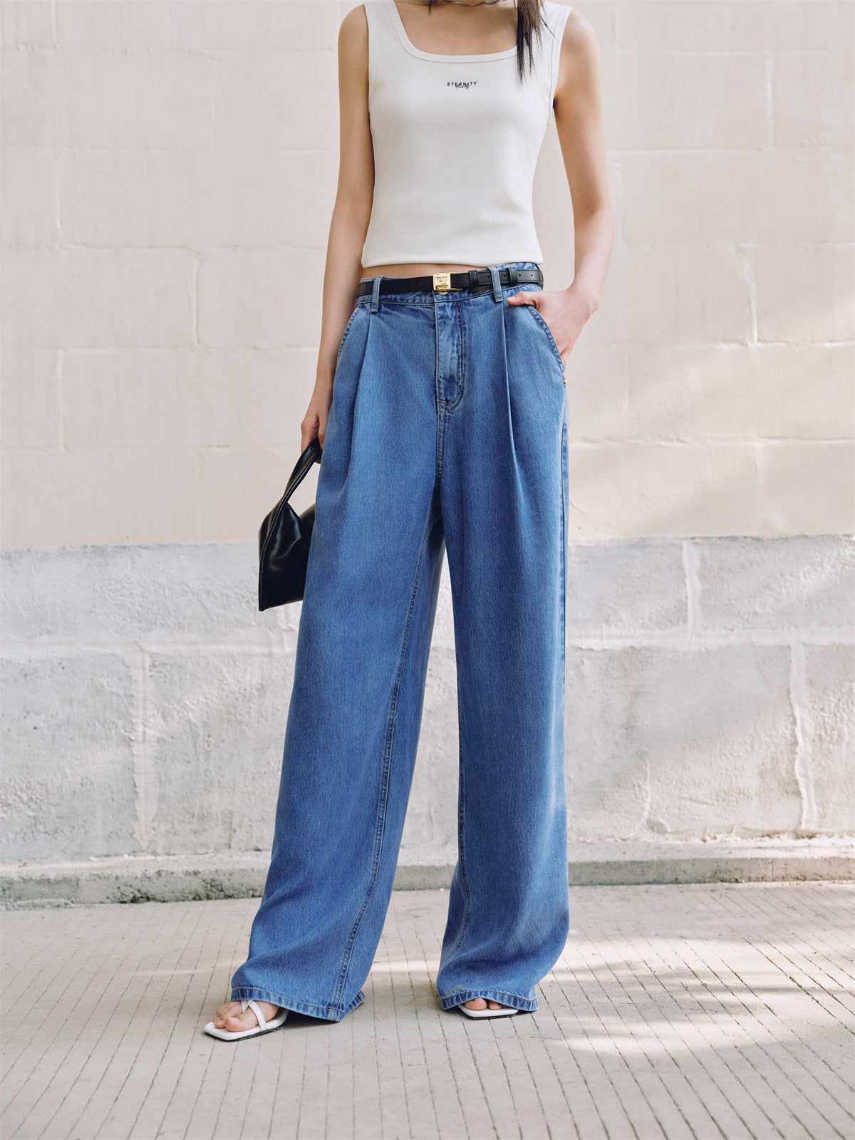 Women's High-Waisted Lightweight Tencel Wide-Leg Pants