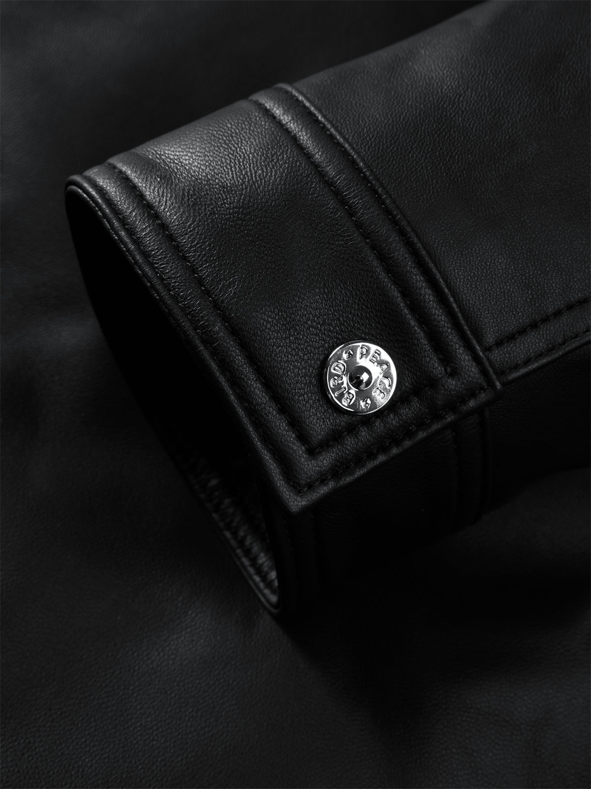 Men's Embossed Short Leather Jacket with Down Liner