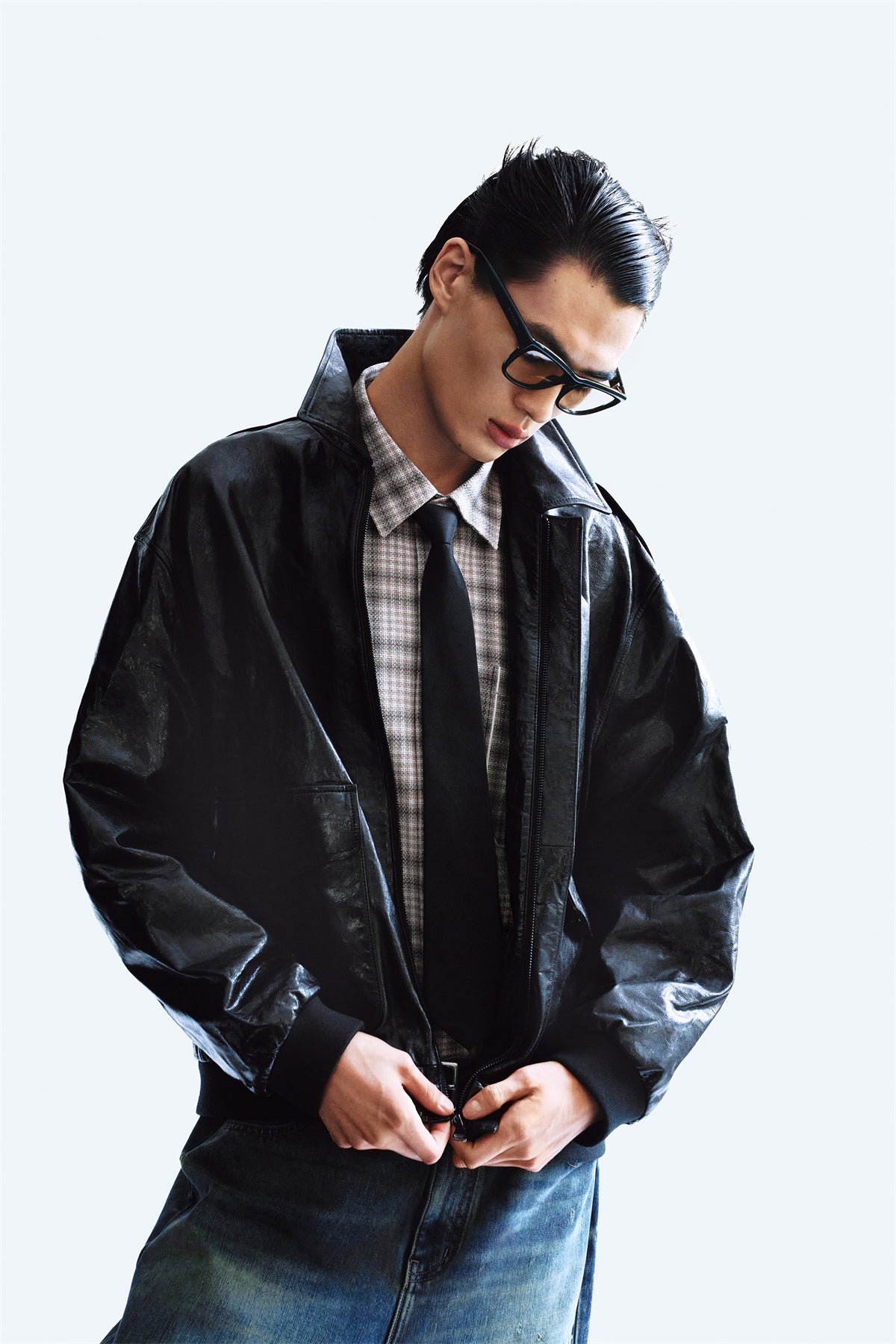 Men's Waxed Leather Bomber Jacket