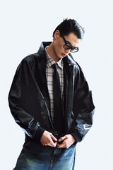 Men's Waxed Leather Bomber Jacket