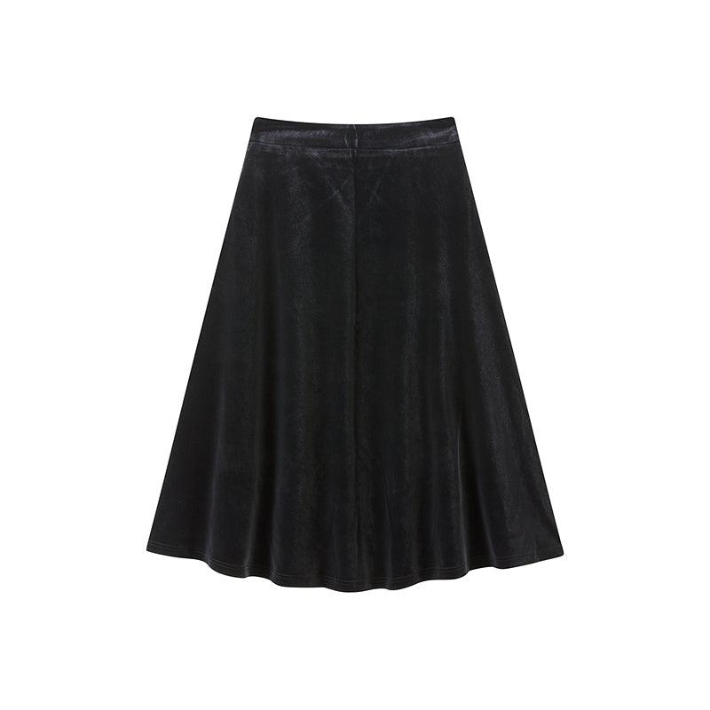 Women's Velour Pleated Midi Skirt