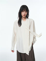 Women's Textured Shirt with Flowing Neck Tie