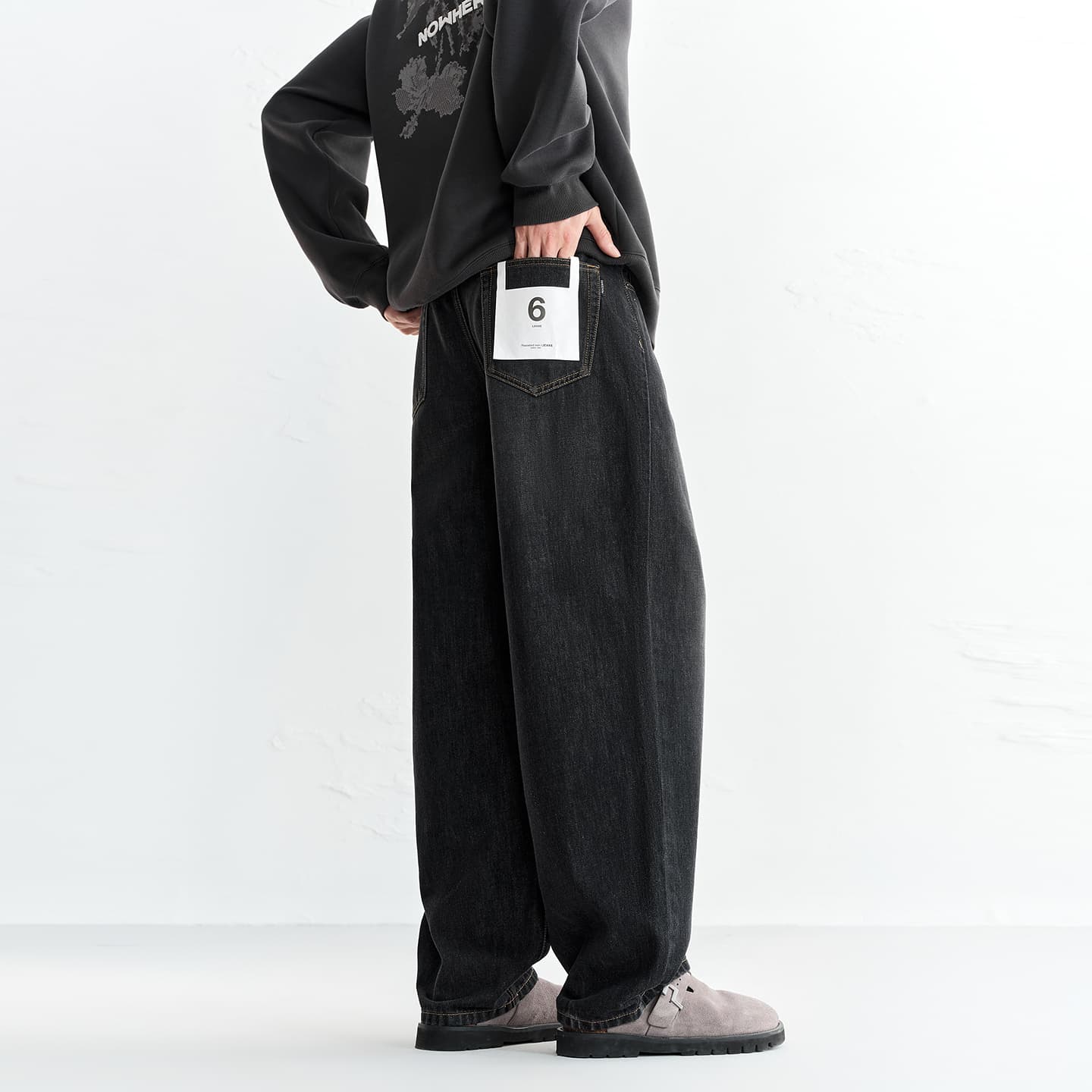Men's Ombre Cotton-Blend Wide-Leg Jeans