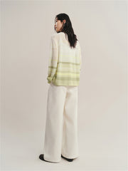 Women's Semi-Sheer Ombre Stripe Knit Pullover