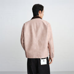 Men's Contrast Textured PU Jacket