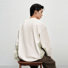 Men's Contrast Sweatshirt with Back Letter Print