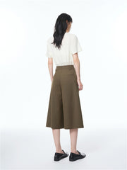 Women's Pleated Cropped Straight-Leg Pants
