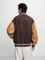 Men's Colorblock Embroidered Baseball Jacket