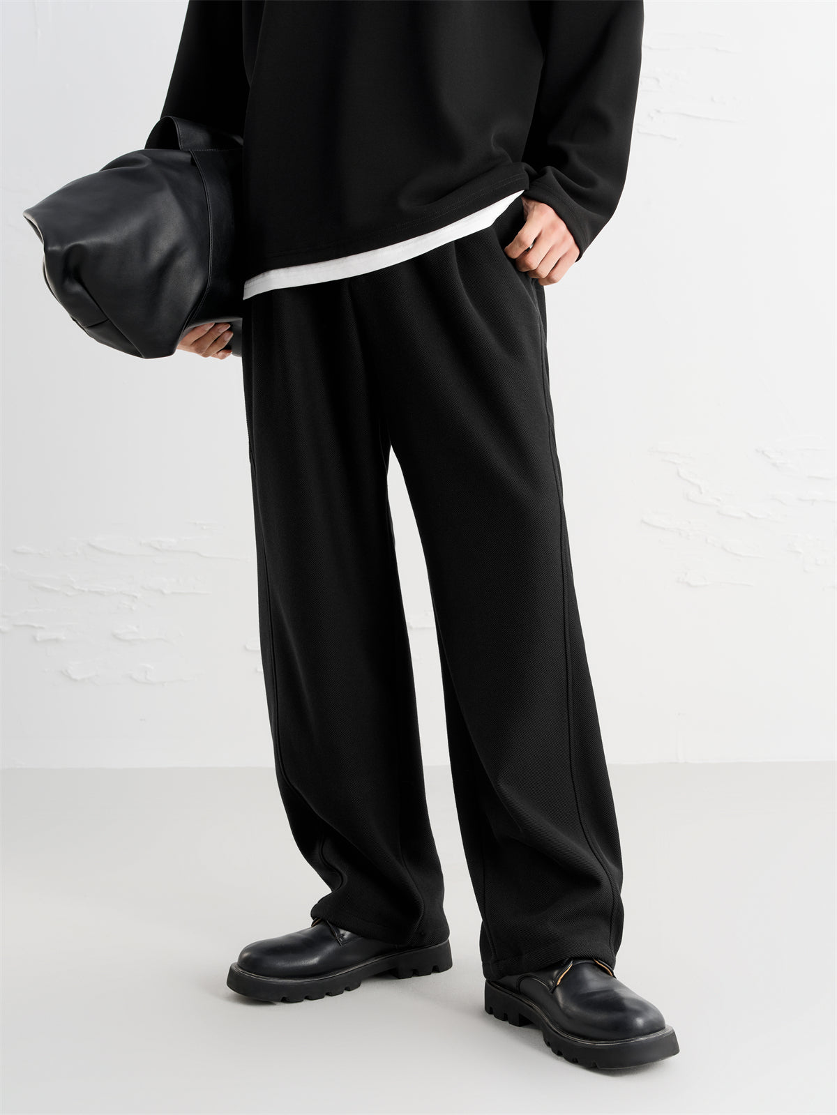 Men's Textured Wide-Leg Sweatpants