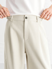 Men's Beige Textured Wide-Leg Sweatpants