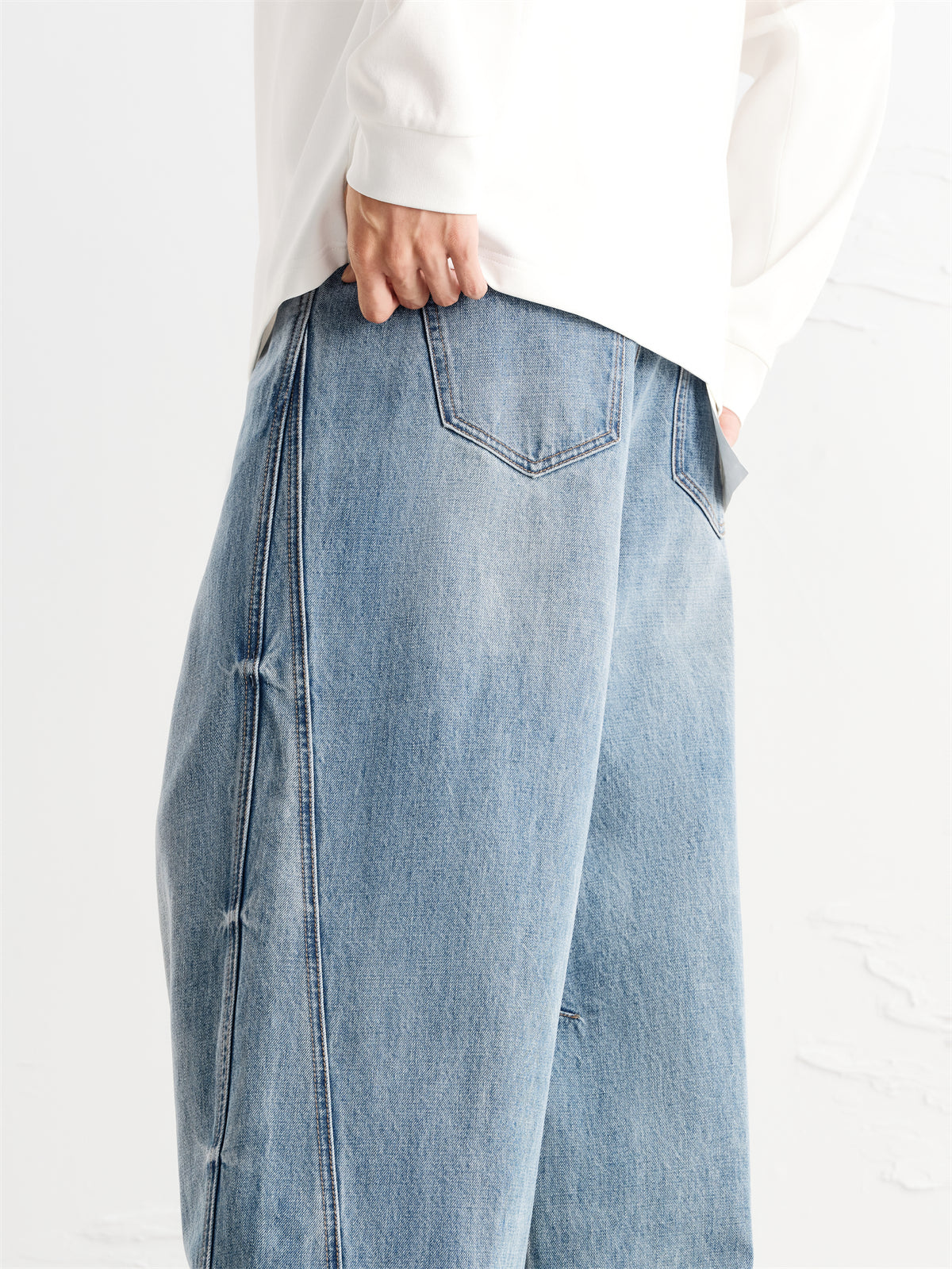 Men's Street-Style Washed Wide-Leg Jeans