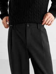 Men's Black Suit Pants in 3D Jacquard