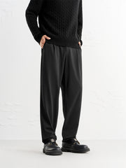 Men's Black Suit Pants in 3D Jacquard