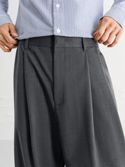Men's Grey Relaxed Tapered Suit Pants