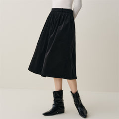 Women's Corduroy Flared Maxi Skirt