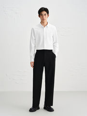 Men's Slim-Fit White Long-Sleeve Shirt
