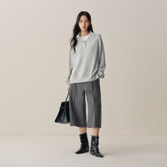 Women's Wide-Lapel Pullover Knit Sweater