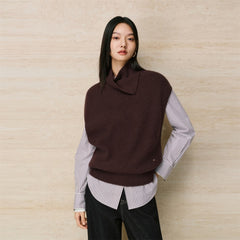 Women's Rabbit-Hair Blend Drape-Neck Modern Vest