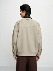 Men's Oversized Utility Jacket with PU Collar