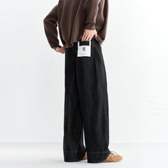 Men's Raw Indigo Washed Wide-Leg Jeans