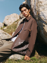 Men's Jacquard-Panel Spliced Shirt