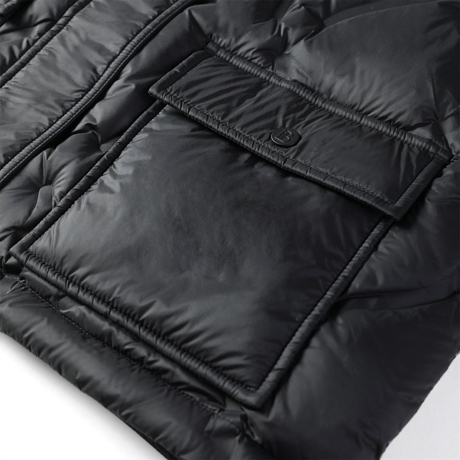 Women's Black Argyle Embossing Puffer Jacket