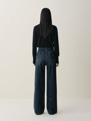 Women's Washed High-Waist Wide-Leg Jeans