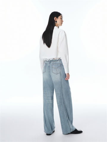 Women's High-Waisted Curved-Leg Wide-Leg Jeans