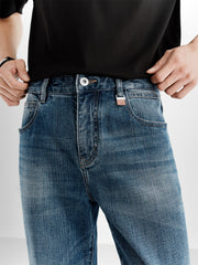 Men's Gradient Whiskered Straight-Leg Jeans