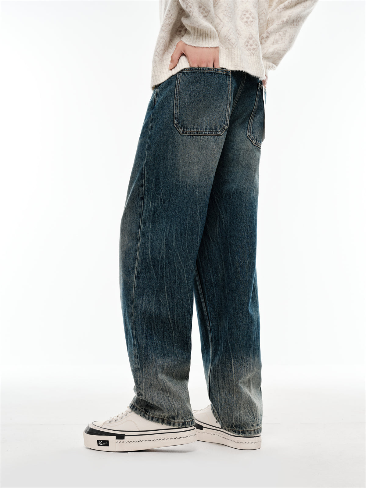Men's Vintage Washed Wide-Leg Jeans