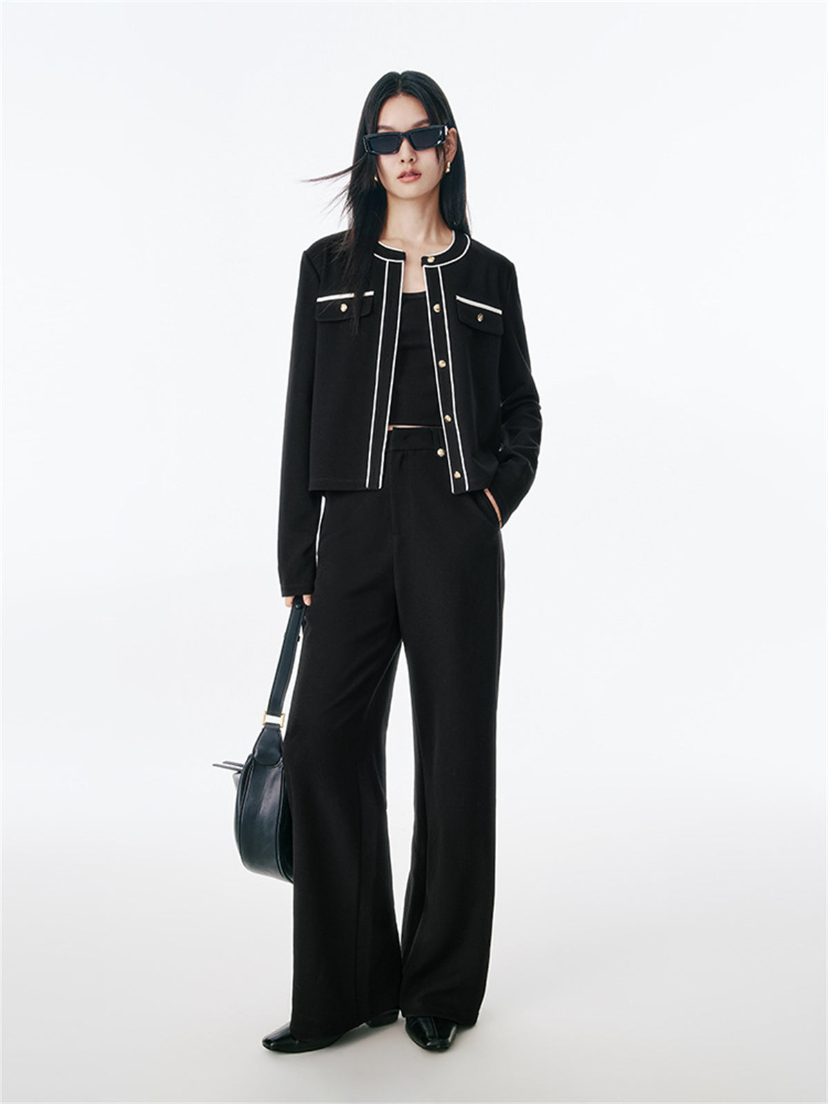 Women's Classic Tweed-Inspired Short Jacket