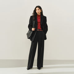 Women's Wool-Blend Tailored Long Coat
