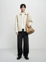 Men's Jacquard Faux Suede Down Jacket