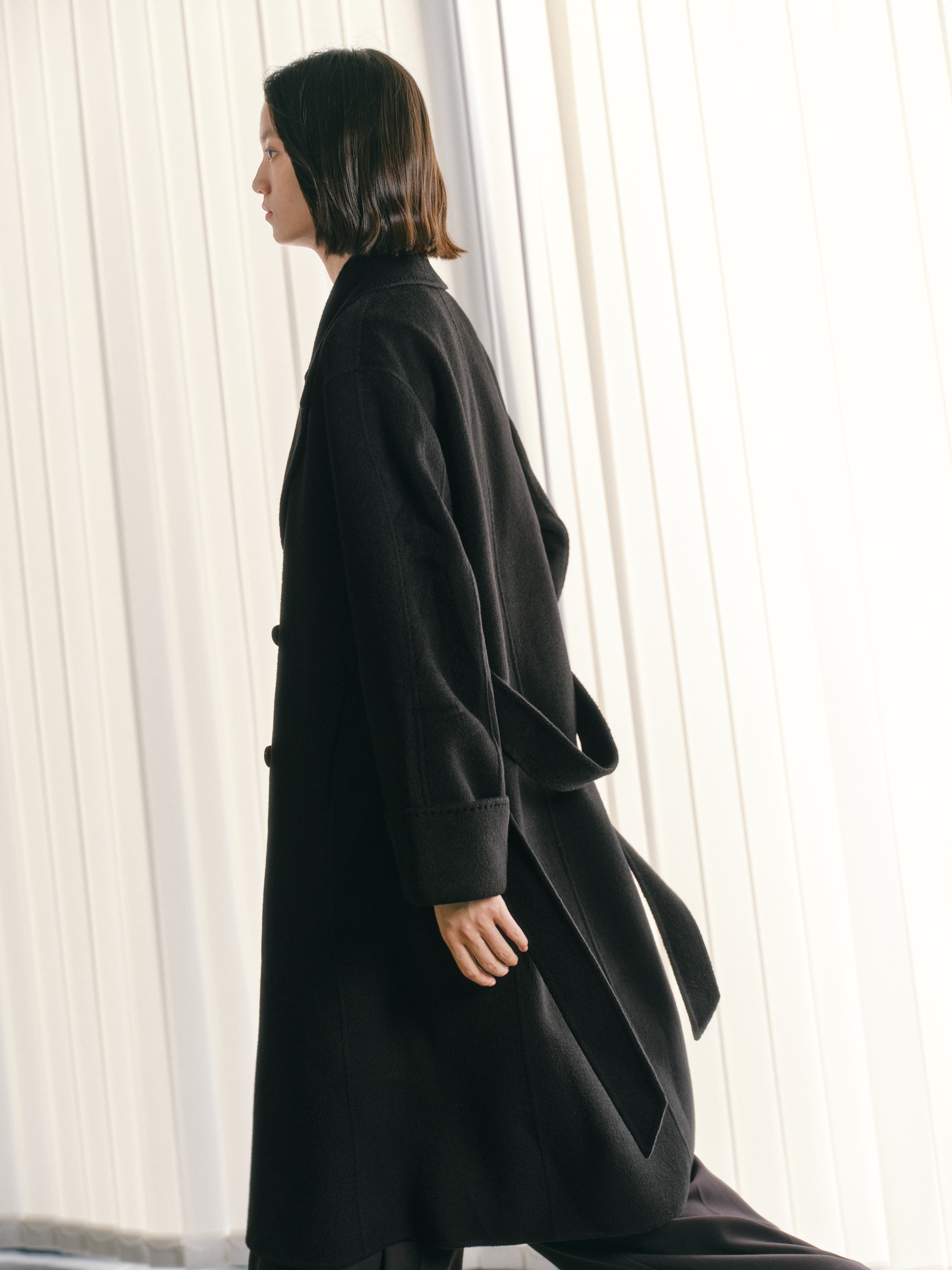 Women's Double-Breasted Belted Wool Coat