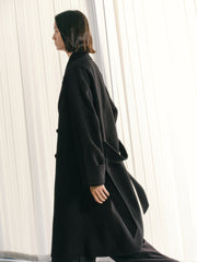 Women's Double-Breasted Belted Wool Coat