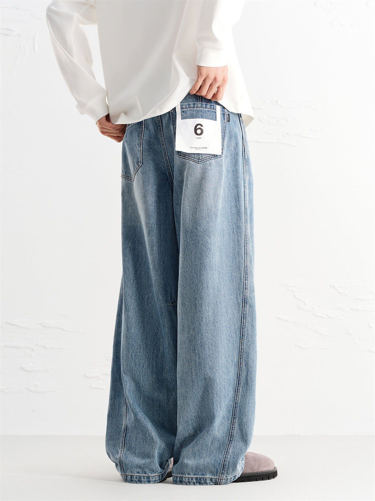 Men's Street-Style Washed Wide-Leg Jeans