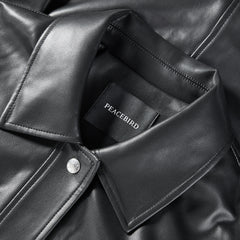 Women's Belted PU Leather Jacket